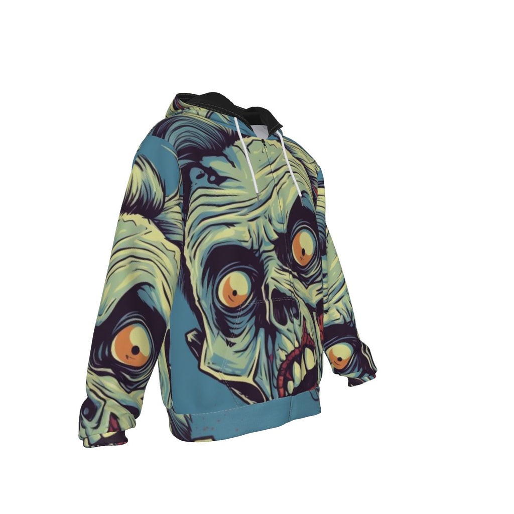 All-Over Print Zip Up Hoodie With Pocket
