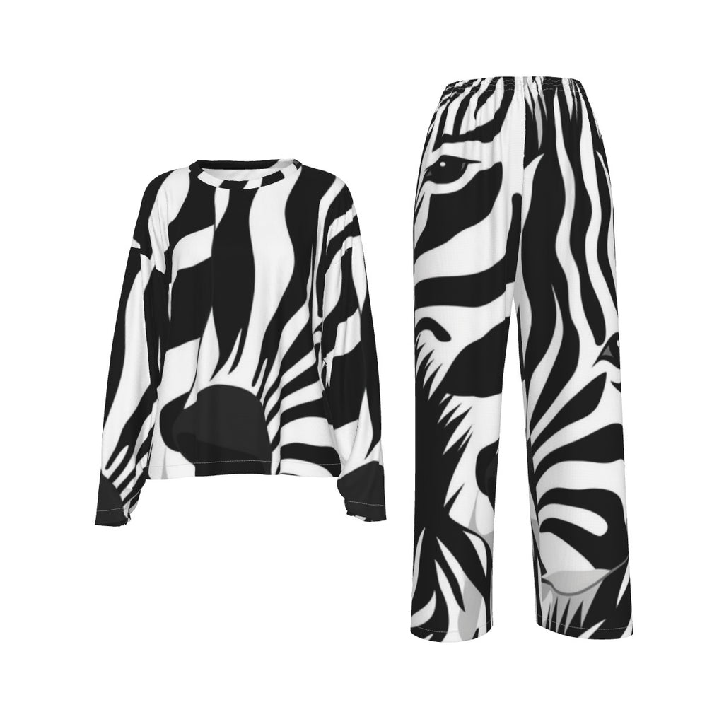 All-Over Print Women's Casual Long-Sleeves Trouser Suit