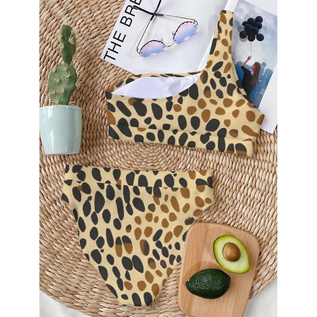 All-Over Print Women's Bikini With Single Shoulder