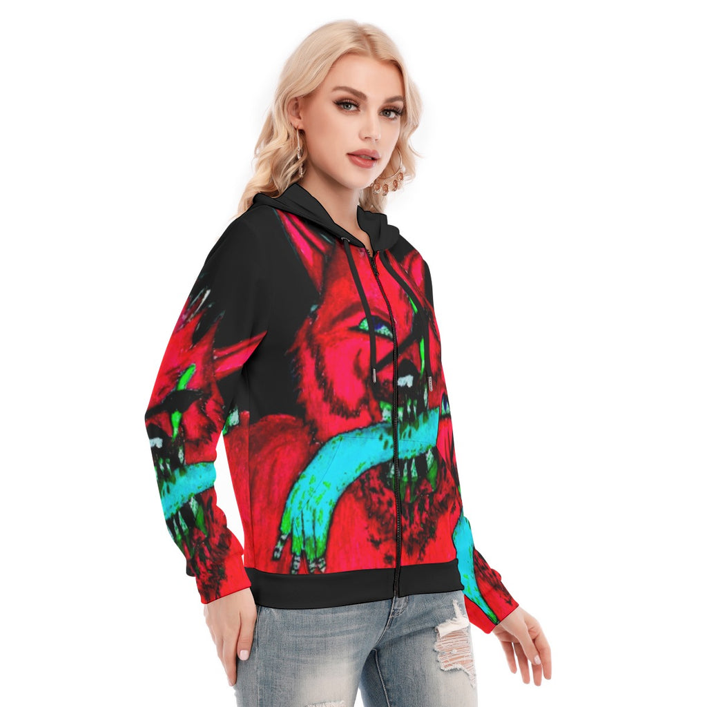 All-Over Print Women's Hoodie With Zipper