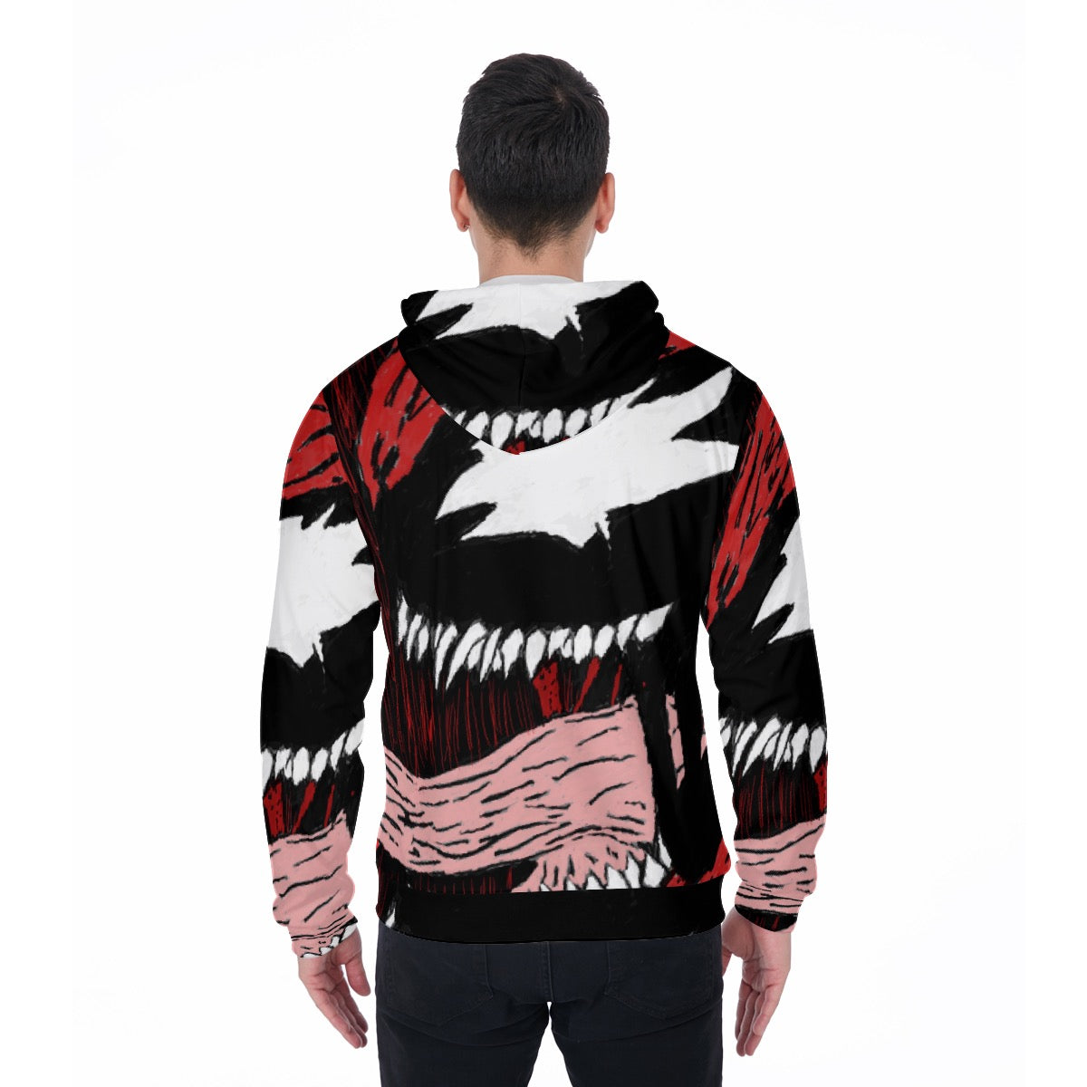 All-Over Print Zip Up Hoodie With Pocket