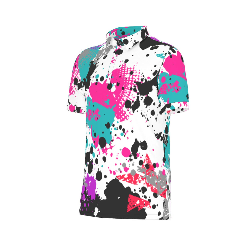 All-Over Print Men's Stretch Collar Polo Shirt