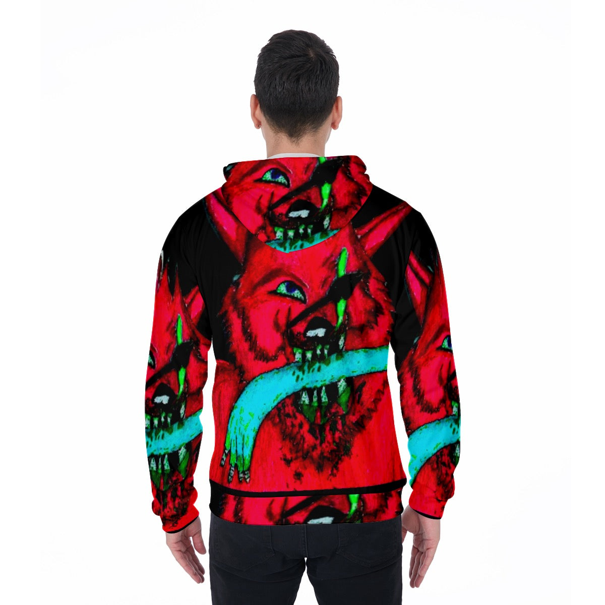 All-Over Print Zip Up Hoodie With Pocket