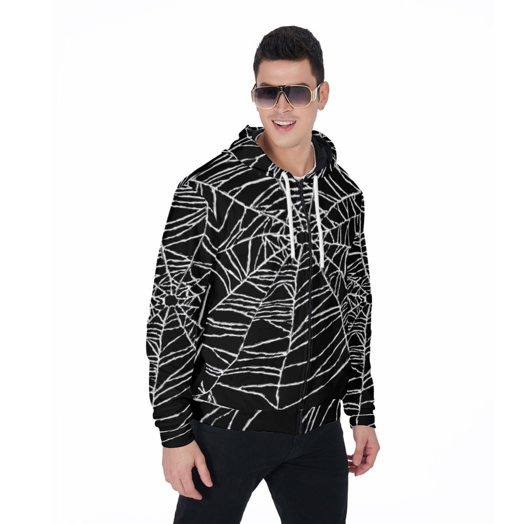 All-Over Print Zip Up Hoodie With Pocket