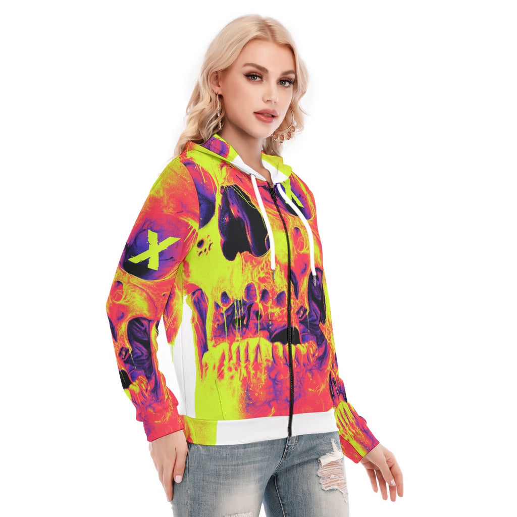 All-Over Print Women's Hoodie With Zipper