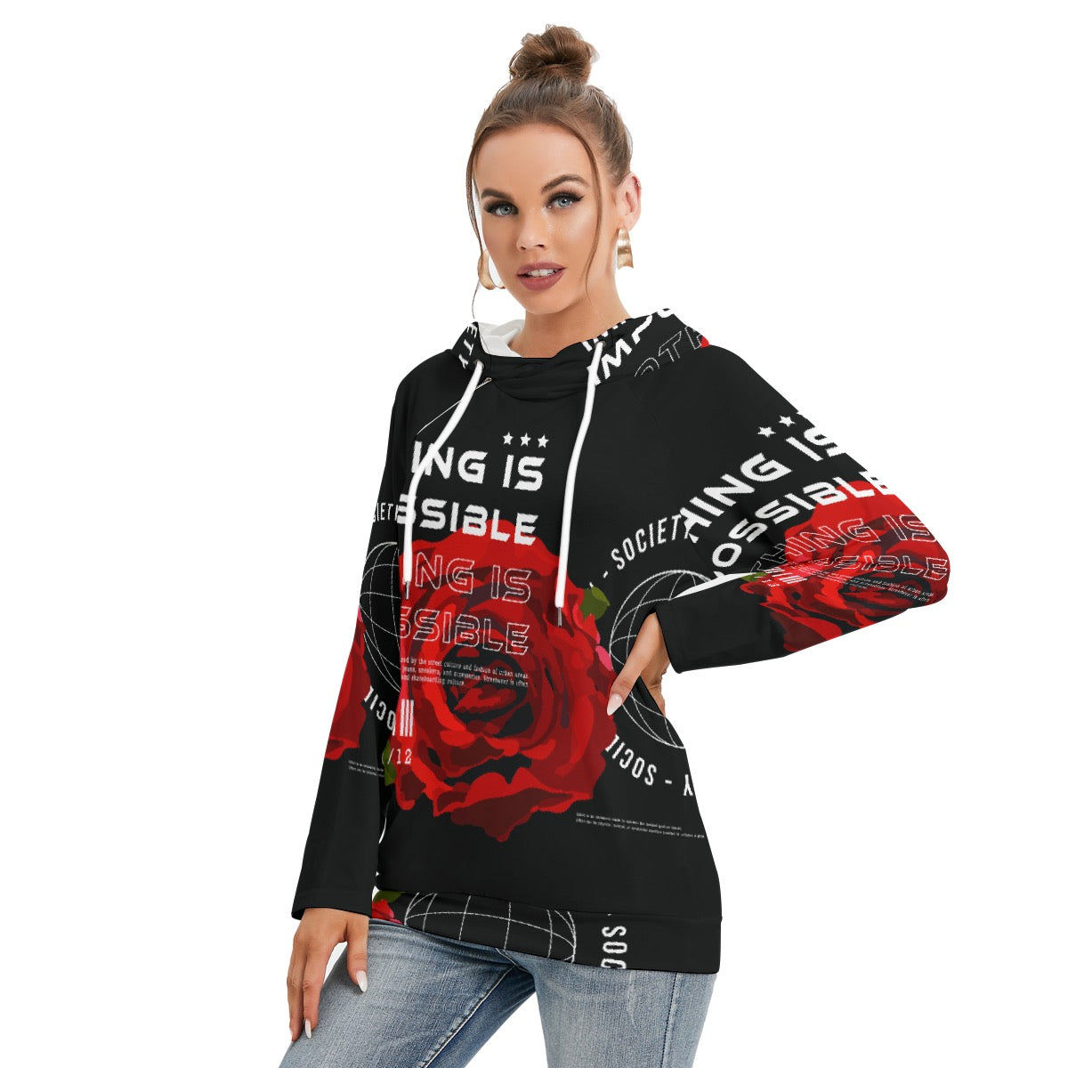 All-Over Print Women's Hoodie With Double Hood