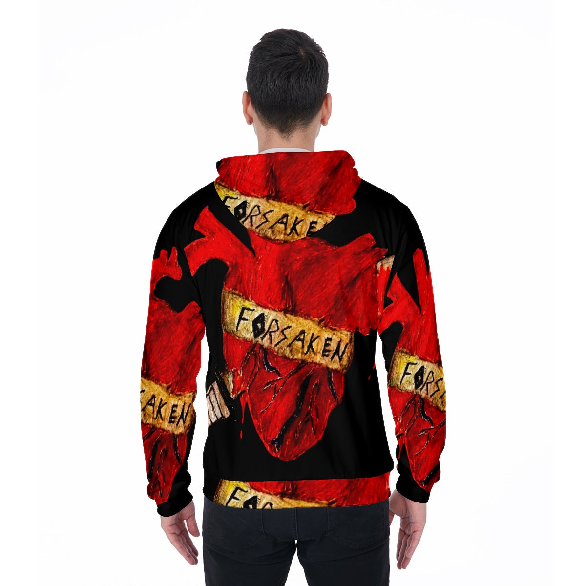 All-Over Print Zip Up Hoodie With Pocket