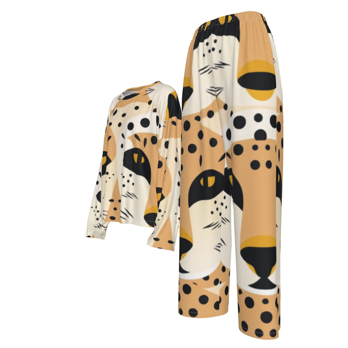 All-Over Print Women's Casual Long-Sleeves Trouser Suit