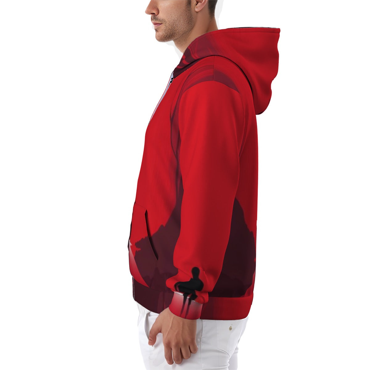 All-Over Print Zip Up Hoodie With Pocket