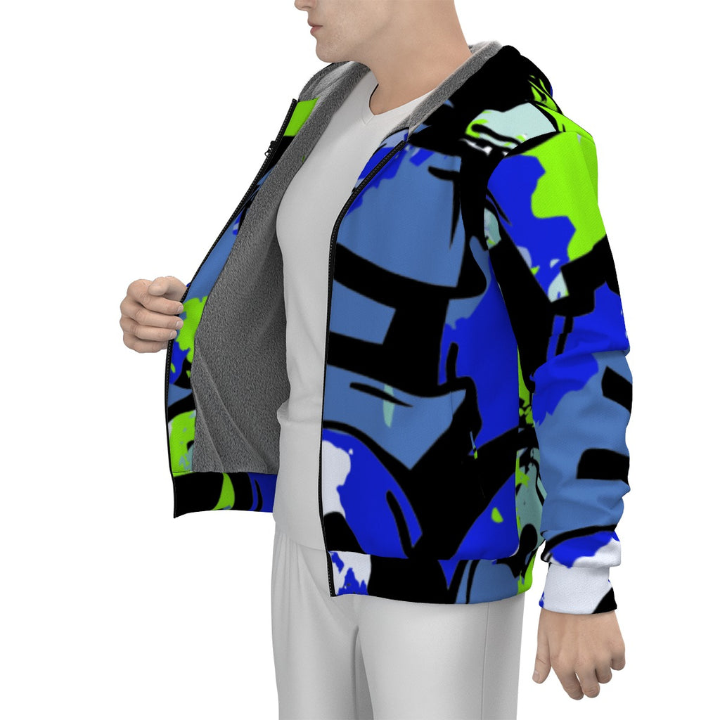 All-Over Print Men's Sherpa Fleece Zip Up Hoodie