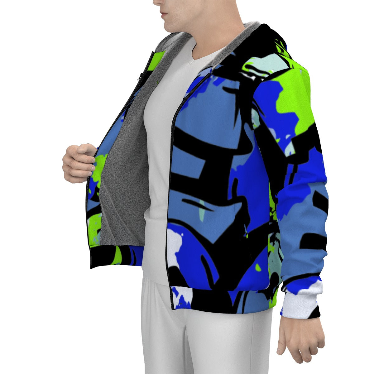 All-Over Print Men's Sherpa Fleece Zip Up Hoodie