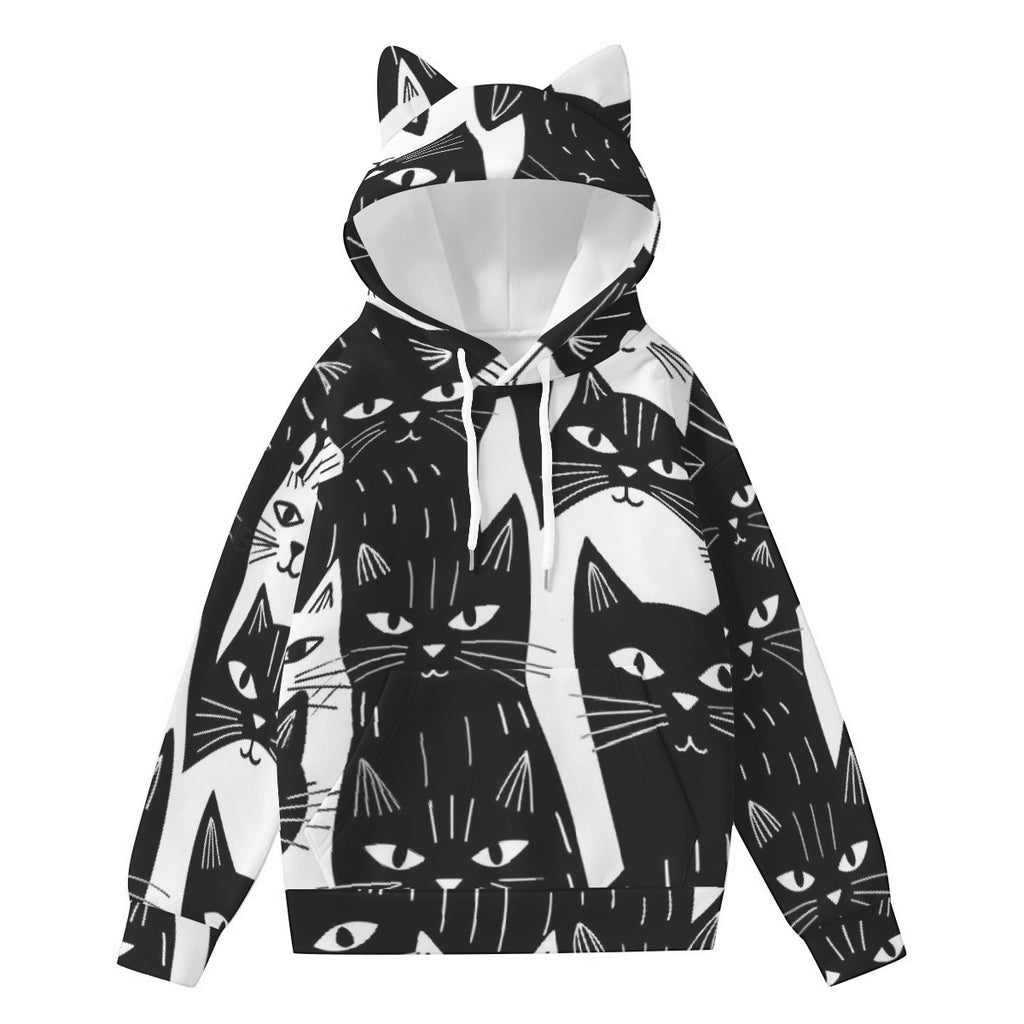 All-Over Print Women’s Hoodie With Decorative Ears