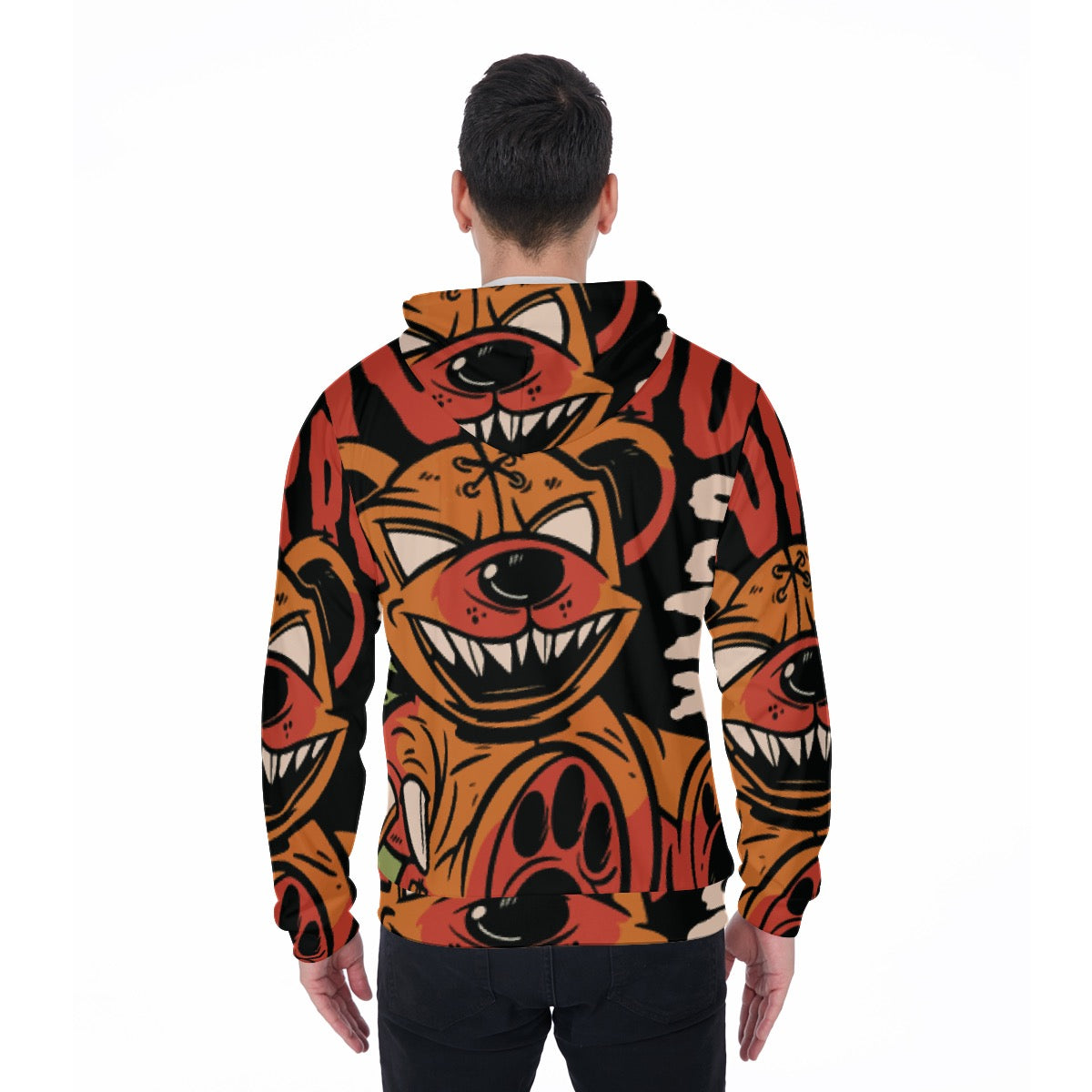 All-Over Print Zip Up Hoodie With Pocket