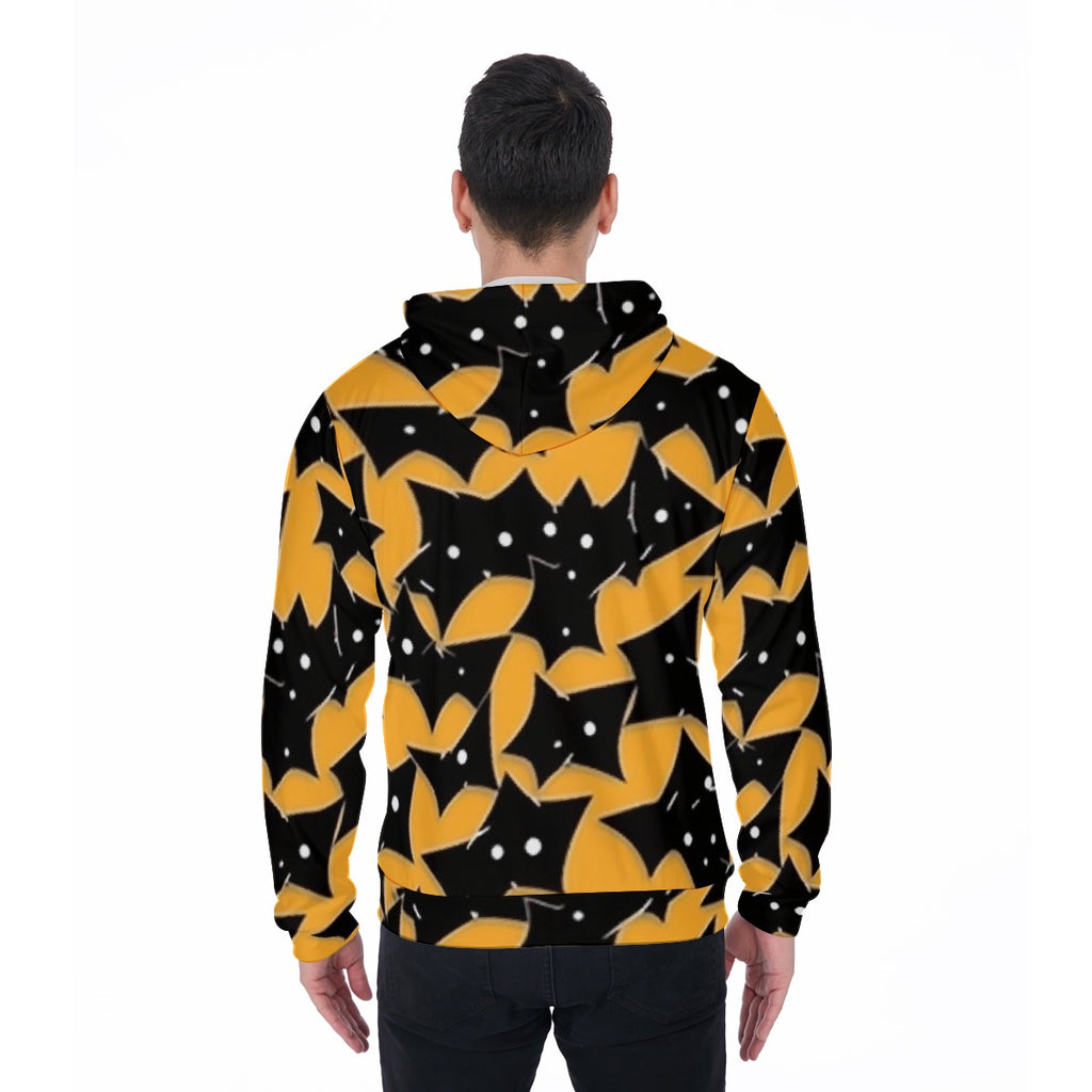 All-Over Print Zip Up Hoodie With Pocket