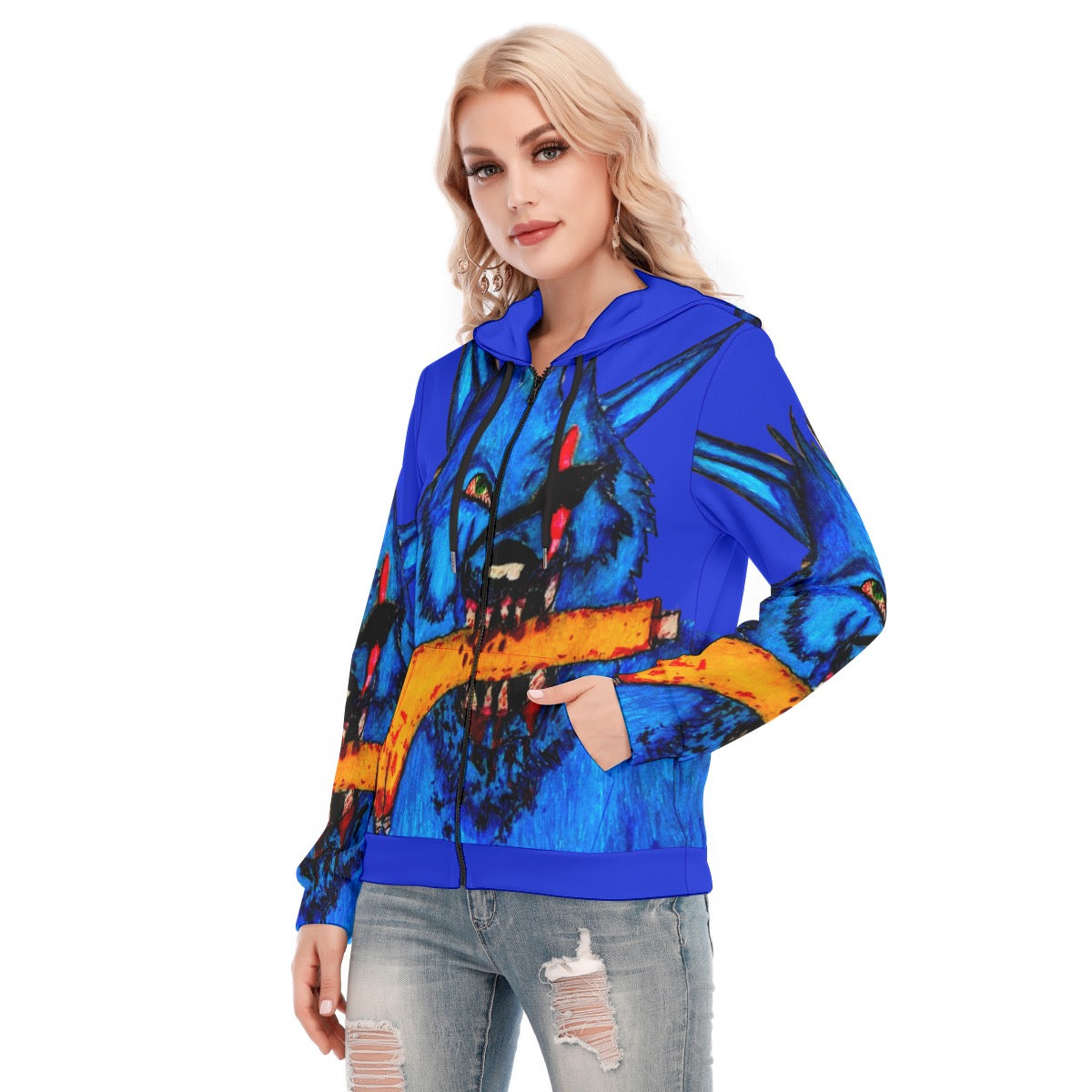 All-Over Print Women's Hoodie With Zipper