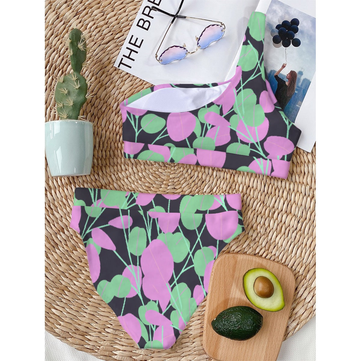 All-Over Print Women's Bikini With Single Shoulder