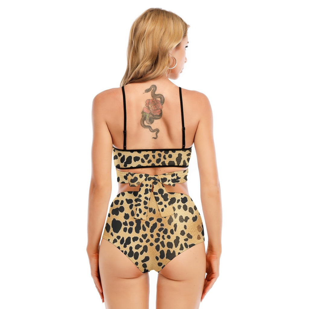 All-Over Print Women's Bikini Swimsuit With Cross Straps