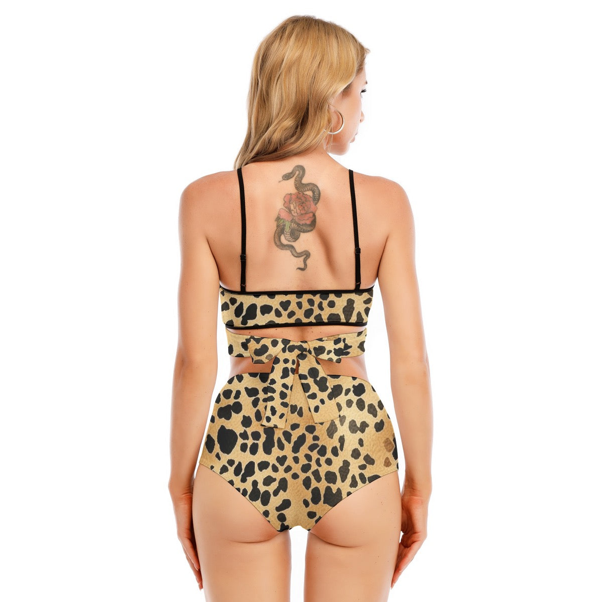 All-Over Print Women's Bikini Swimsuit With Cross Straps