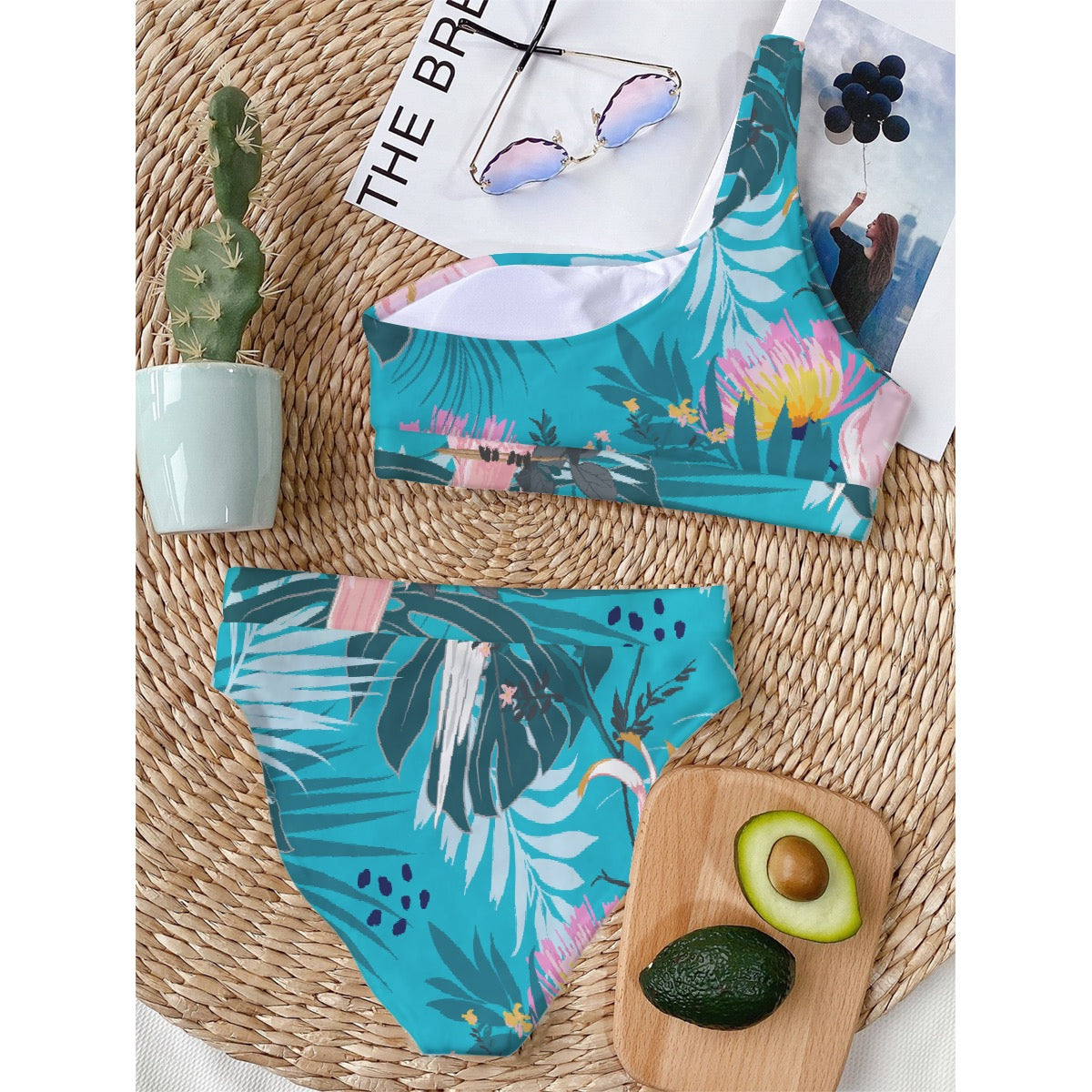 All-Over Print Women's Bikini With Single Shoulder