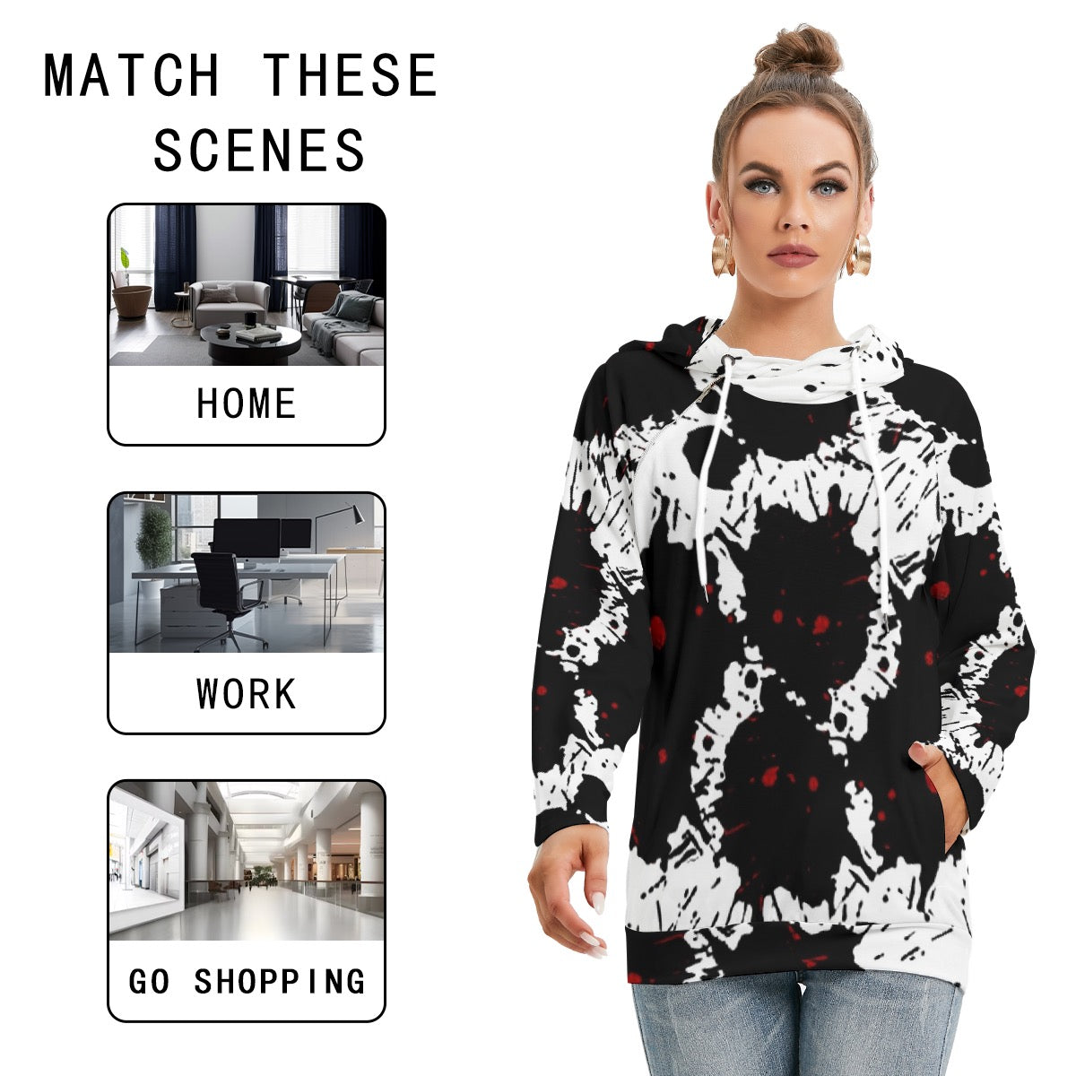 All-Over Print Women's Hoodie With Double Hood