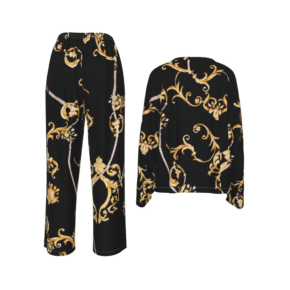 All-Over Print Women's Casual Long-Sleeves Trouser Suit