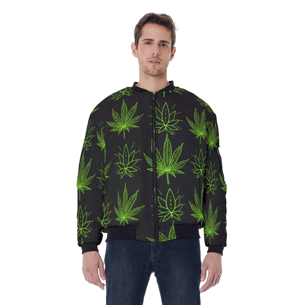 All-Over Print Men's Jacket With Sleeve Pocket