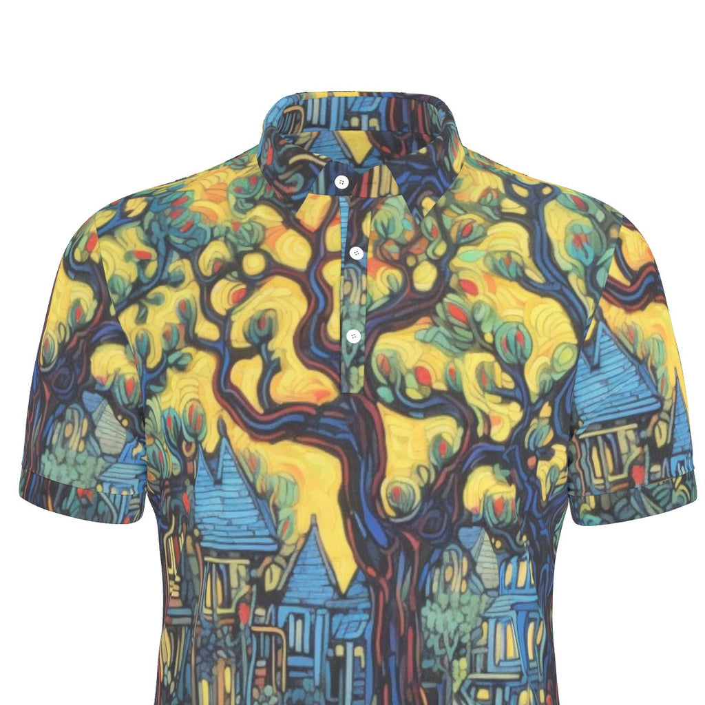 All-Over Print Men's Stretch Collar Polo Shirt