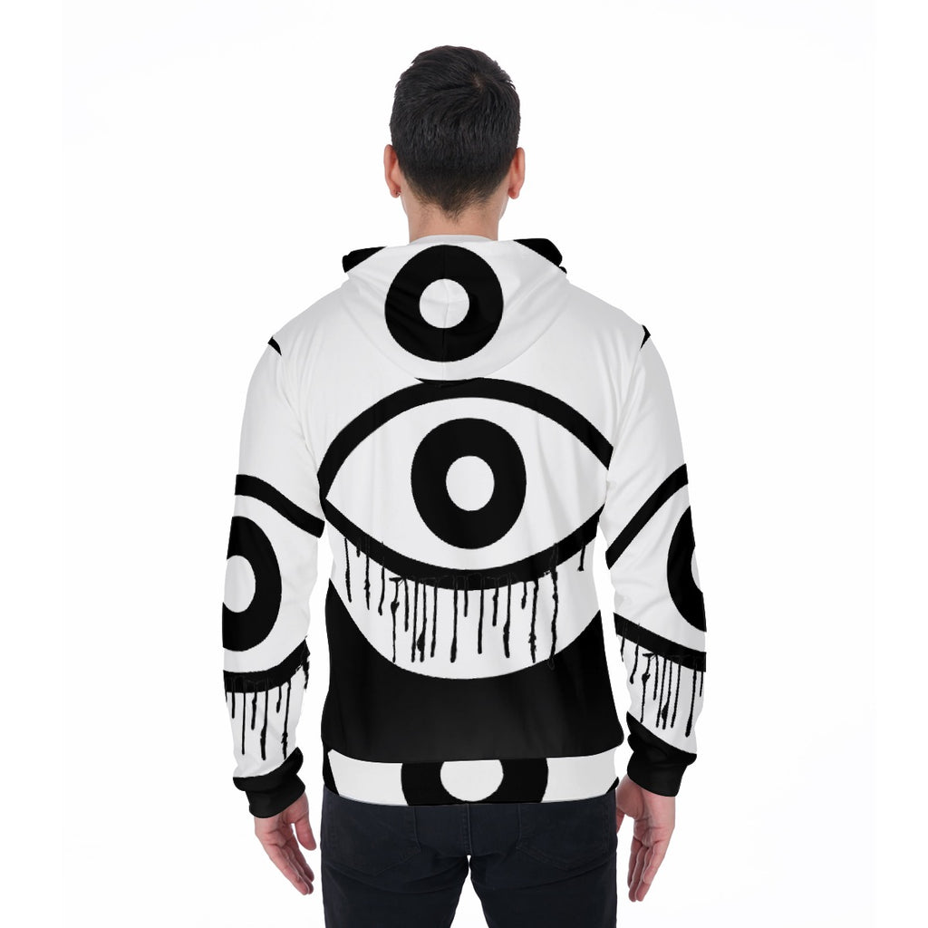 All-Over Print Zip Up Hoodie With Pocket