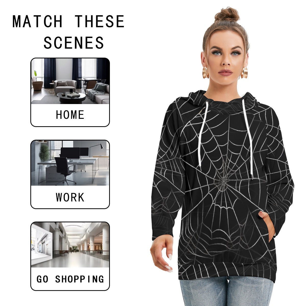 All-Over Print Women's Hoodie With Double Hood