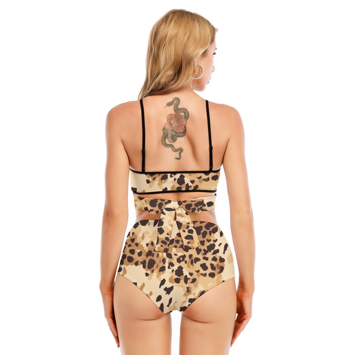 All-Over Print Women's Bikini Swimsuit With Cross Straps