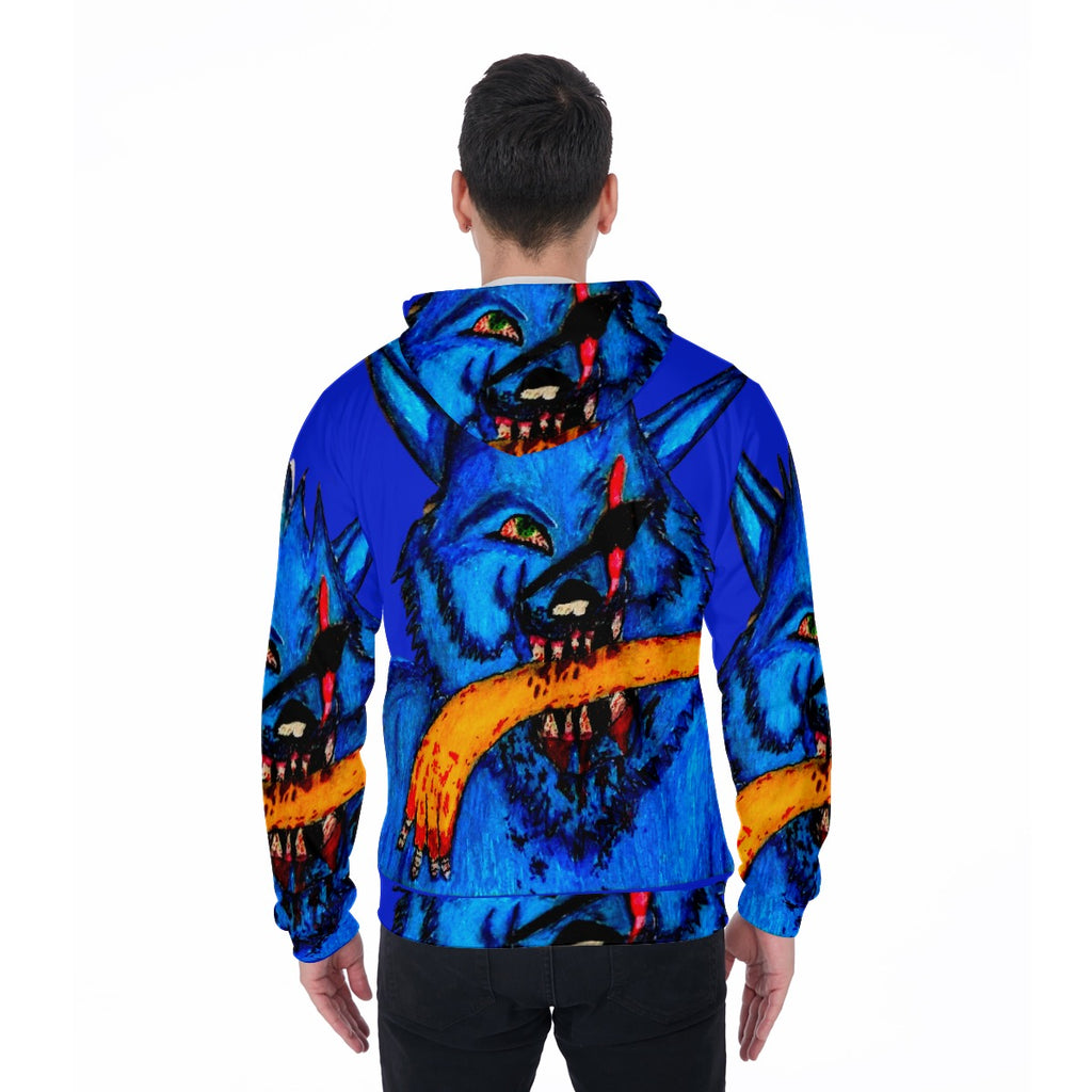 All-Over Print Zip Up Hoodie With Pocket