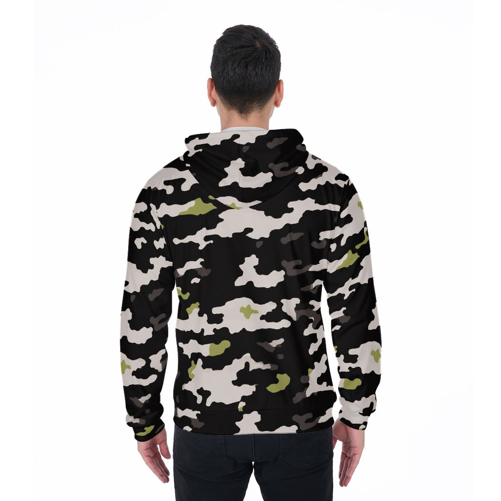 All-Over Print Zip Up Hoodie With Pocket