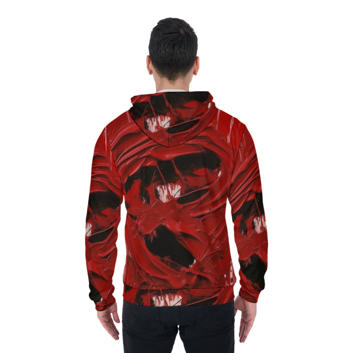 All-Over Print Zip Up Hoodie With Pocket