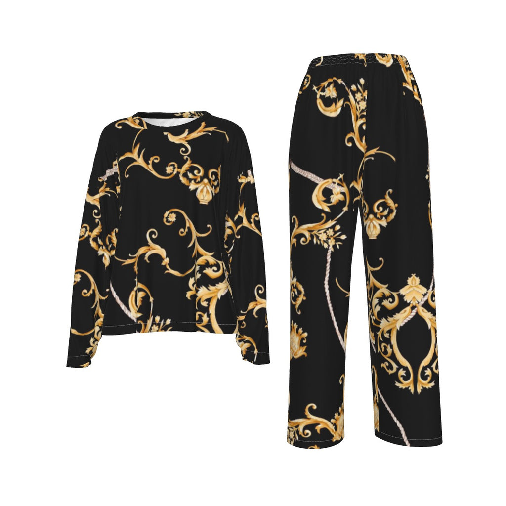 All-Over Print Women's Casual Long-Sleeves Trouser Suit