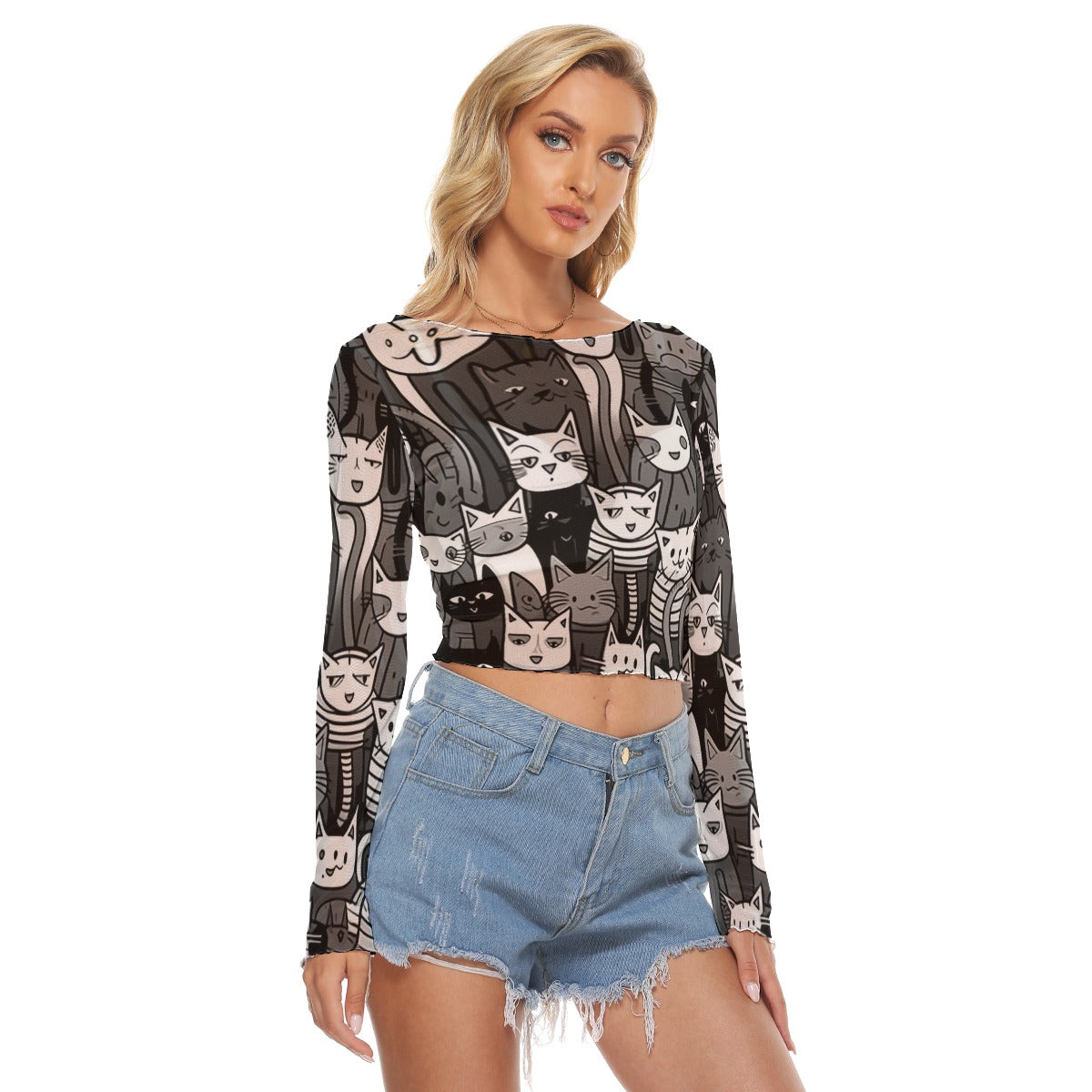 All-Over Print Women's Mesh Long Sleeves T-shirt