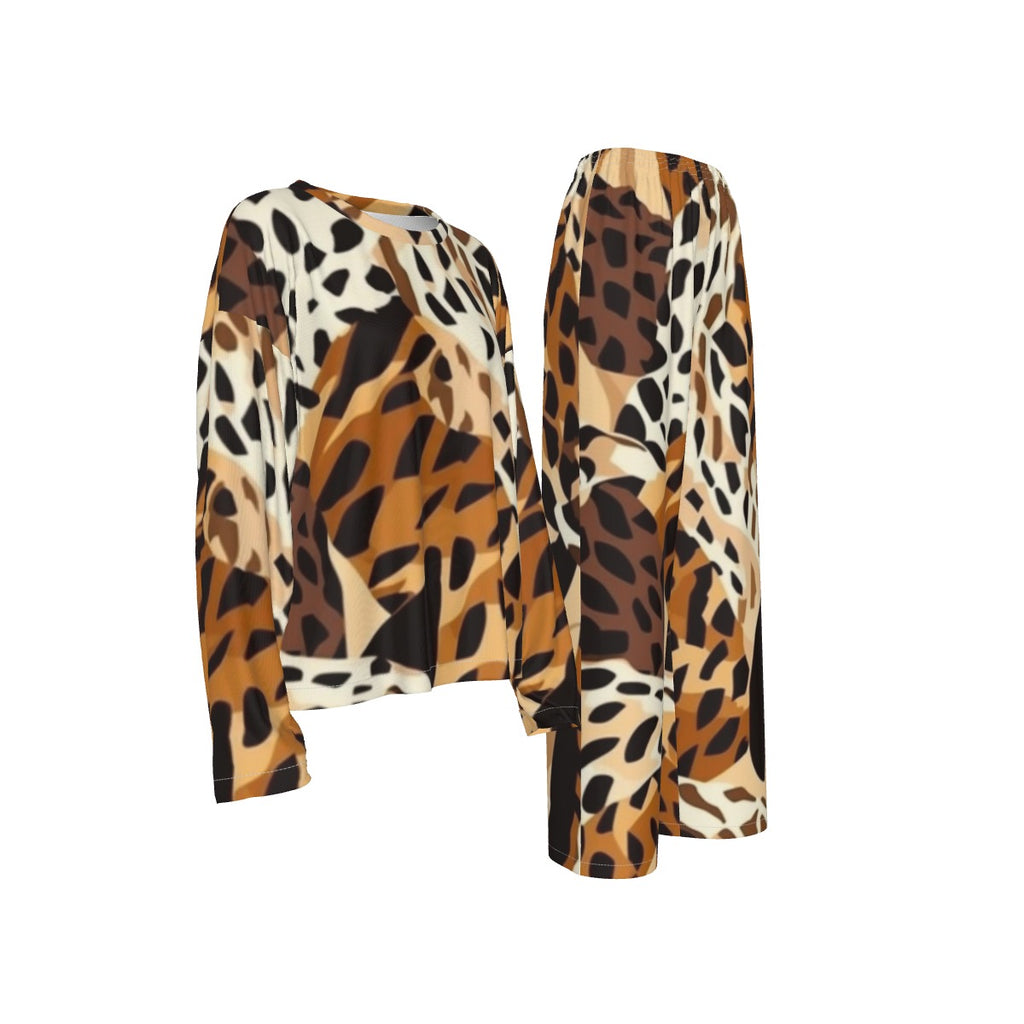 All-Over Print Women's Casual Long-Sleeves Trouser Suit