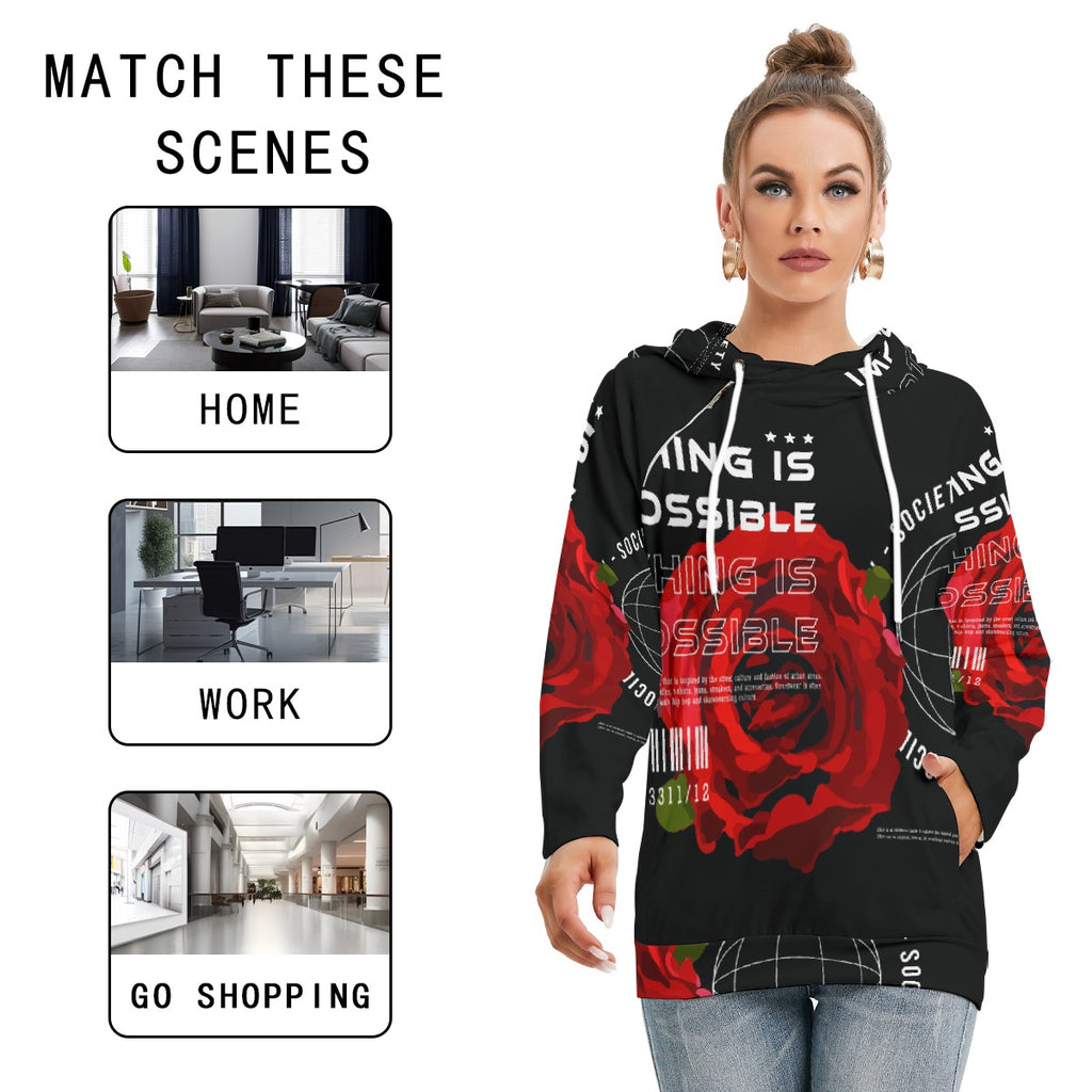 All-Over Print Women's Hoodie With Double Hood