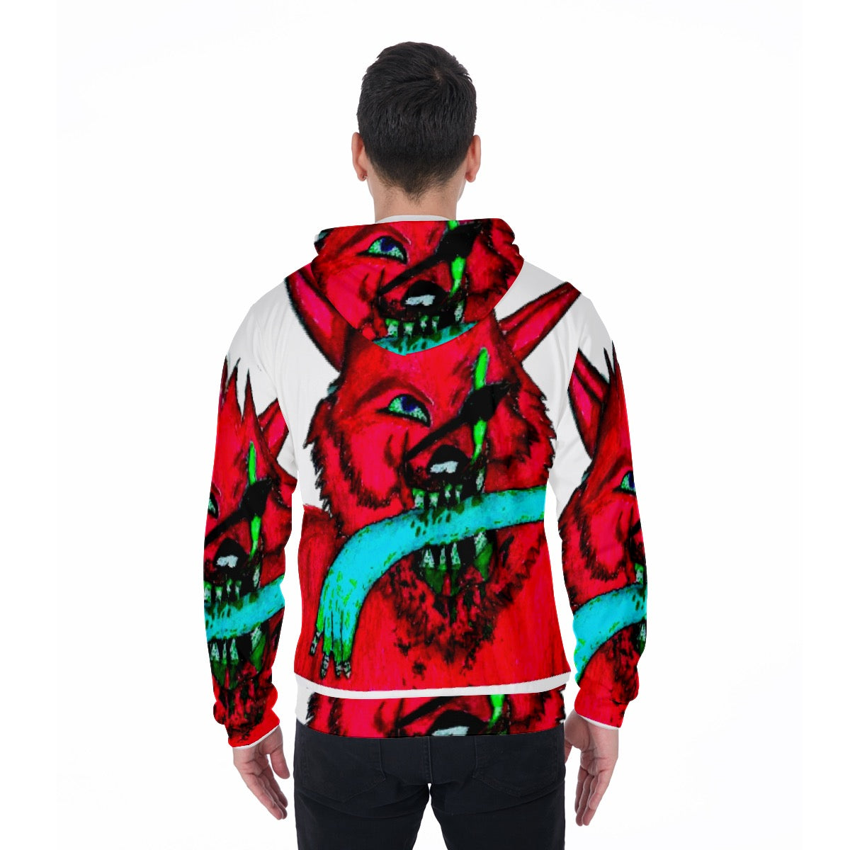 All-Over Print Zip Up Hoodie With Pocket