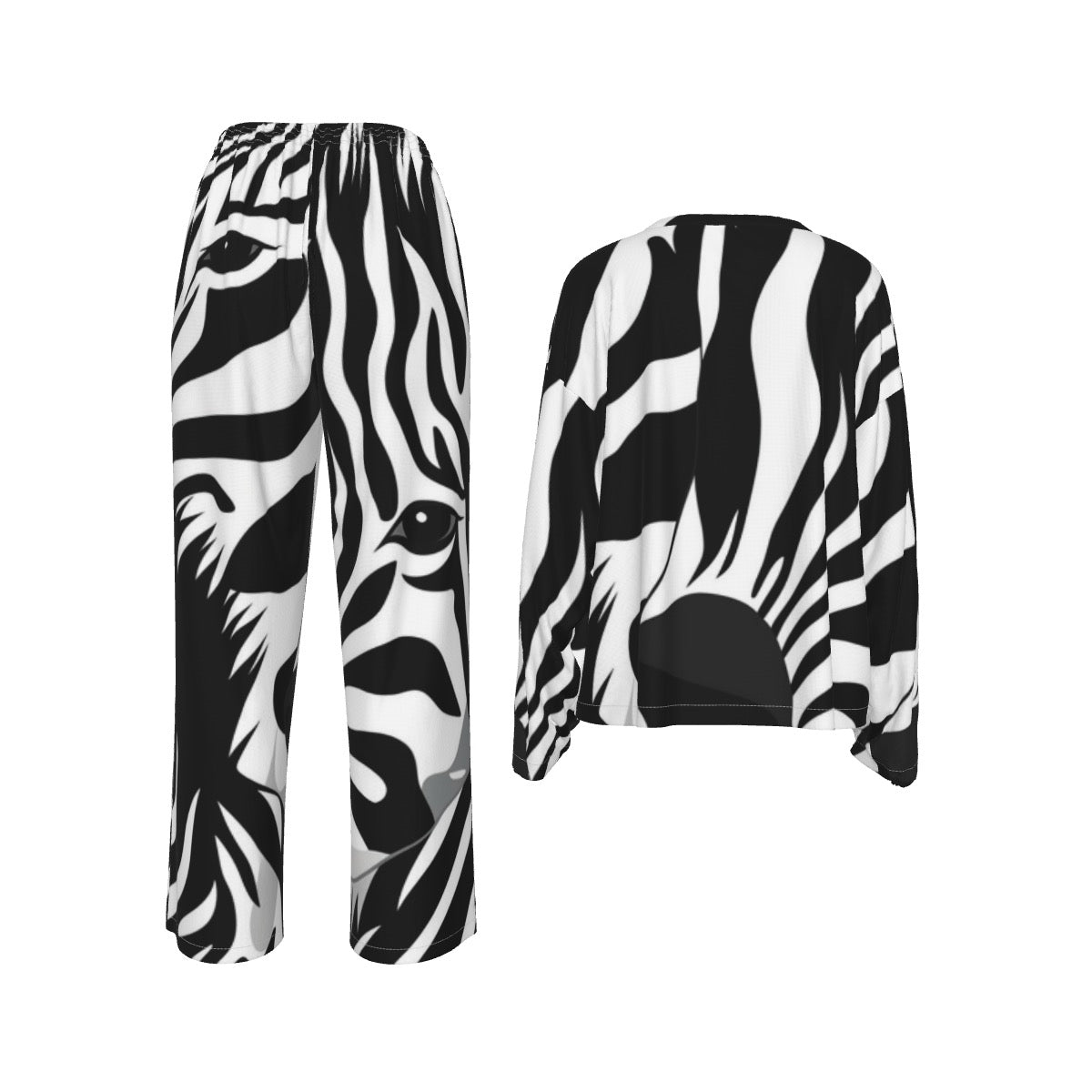 All-Over Print Women's Casual Long-Sleeves Trouser Suit