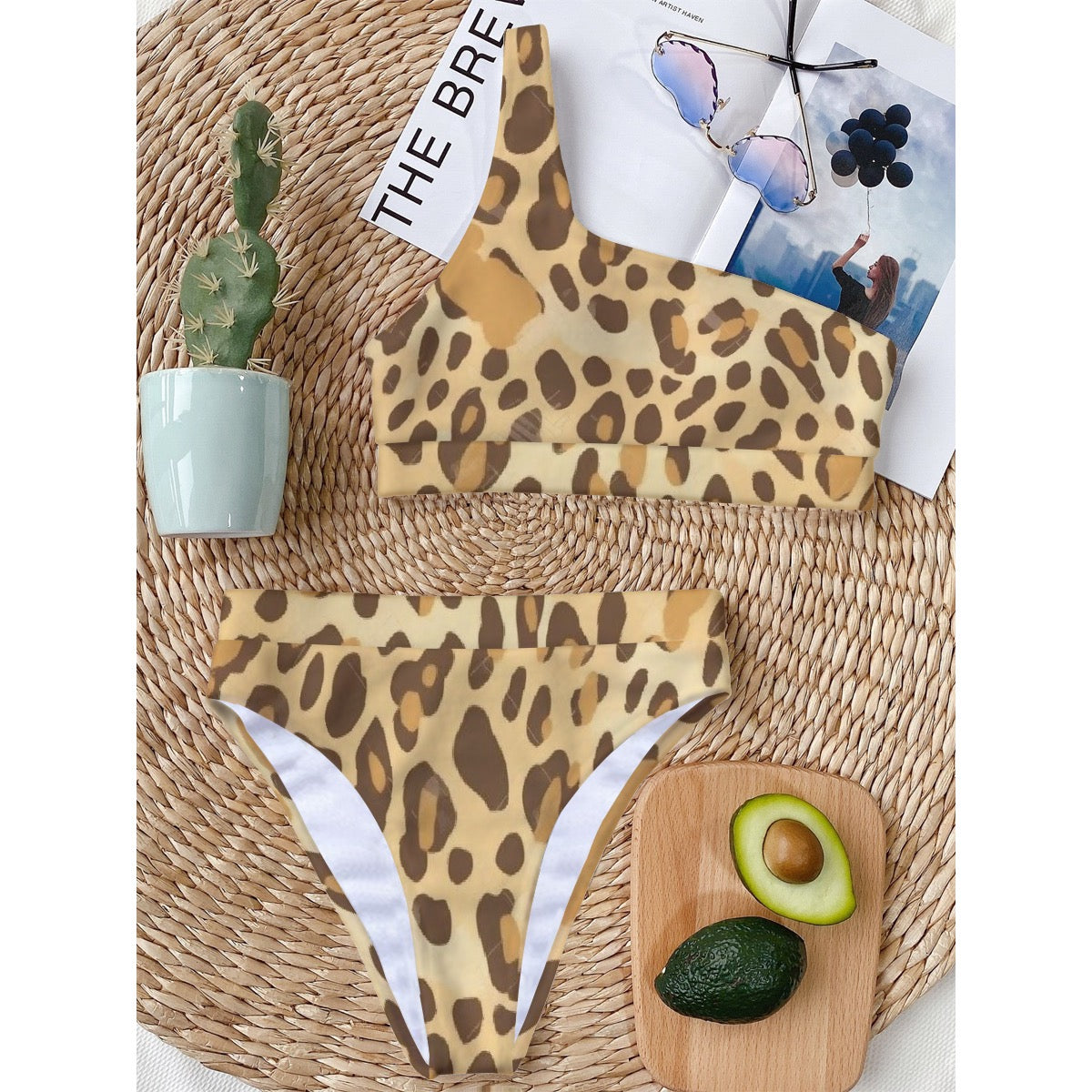 All-Over Print Women's Bikini With Single Shoulder