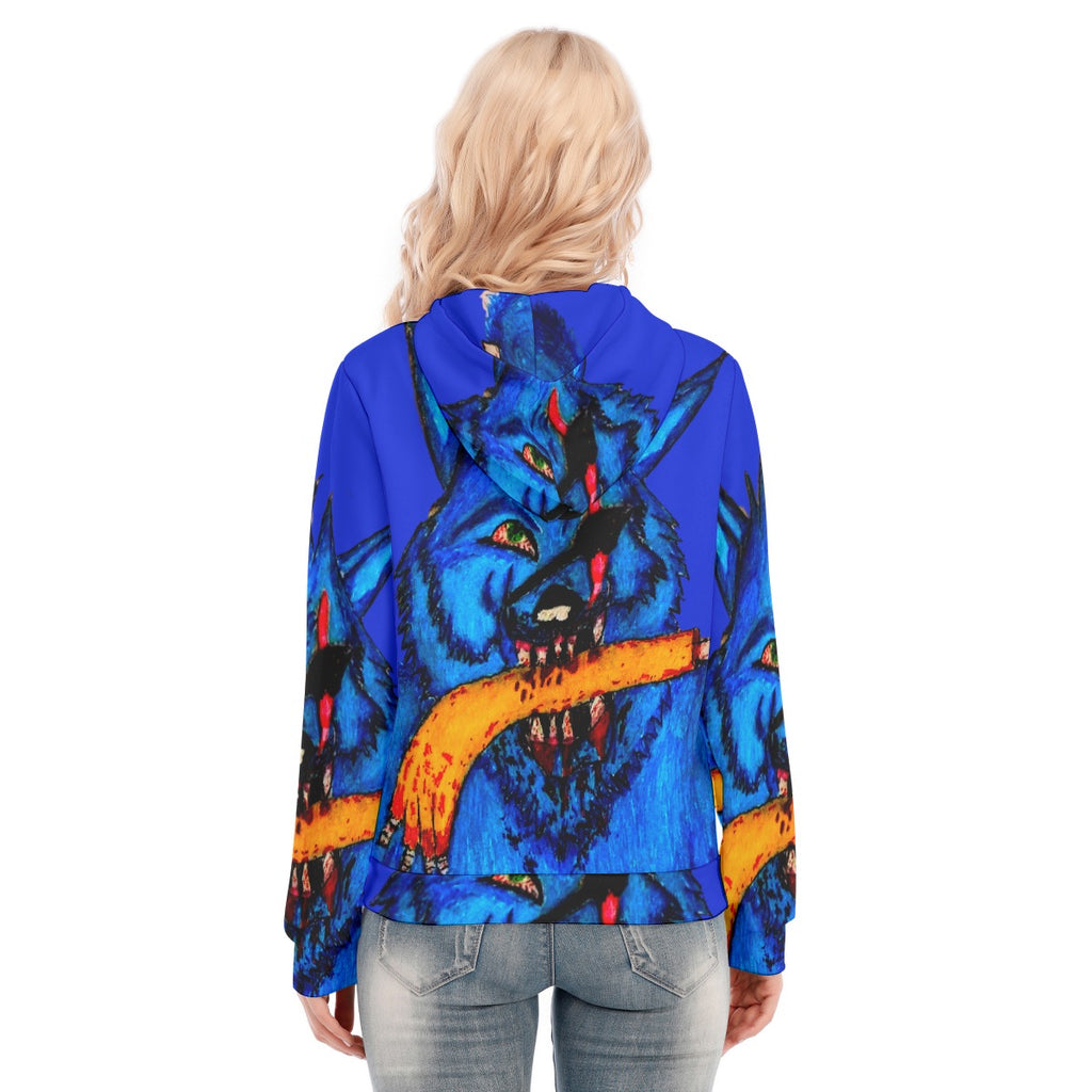 All-Over Print Women's Hoodie With Zipper