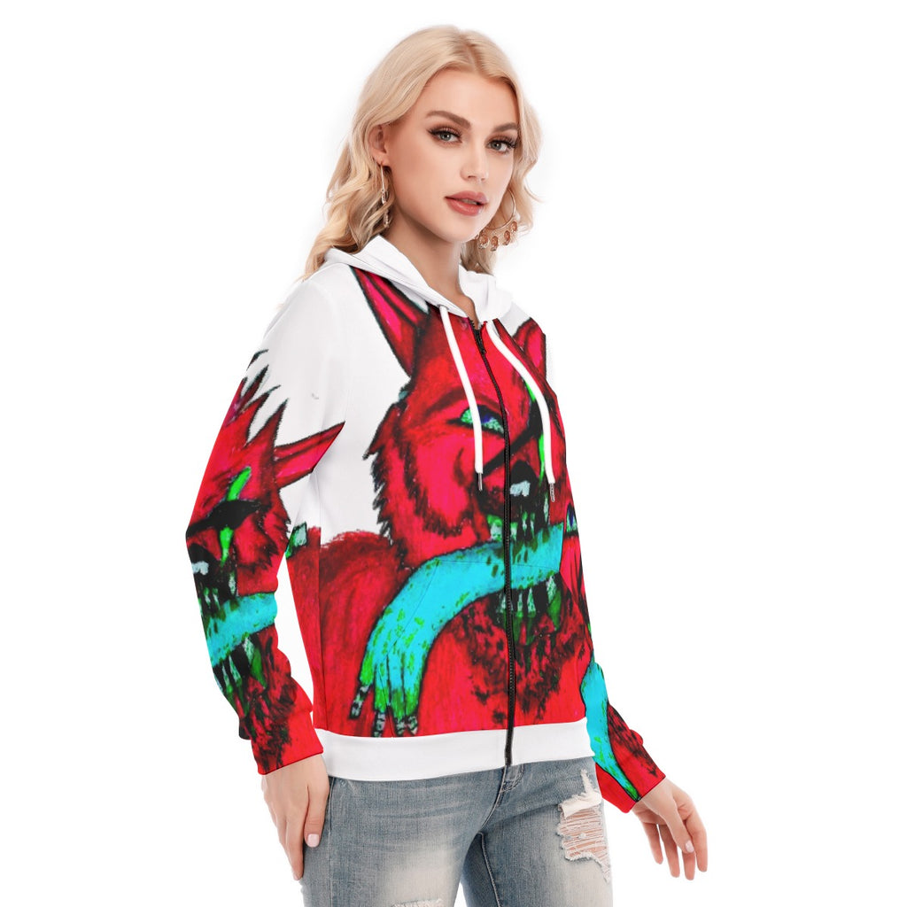 All-Over Print Women's Hoodie With Zipper