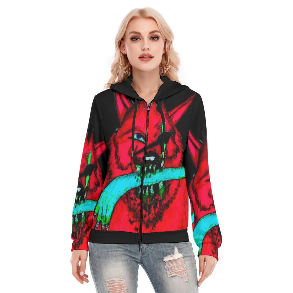 All-Over Print Women's Hoodie With Zipper