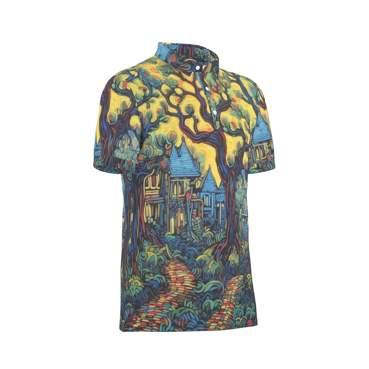All-Over Print Men's Stretch Collar Polo Shirt