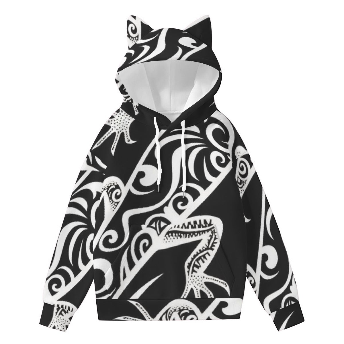 All-Over Print Women’s Hoodie With Decorative Ears