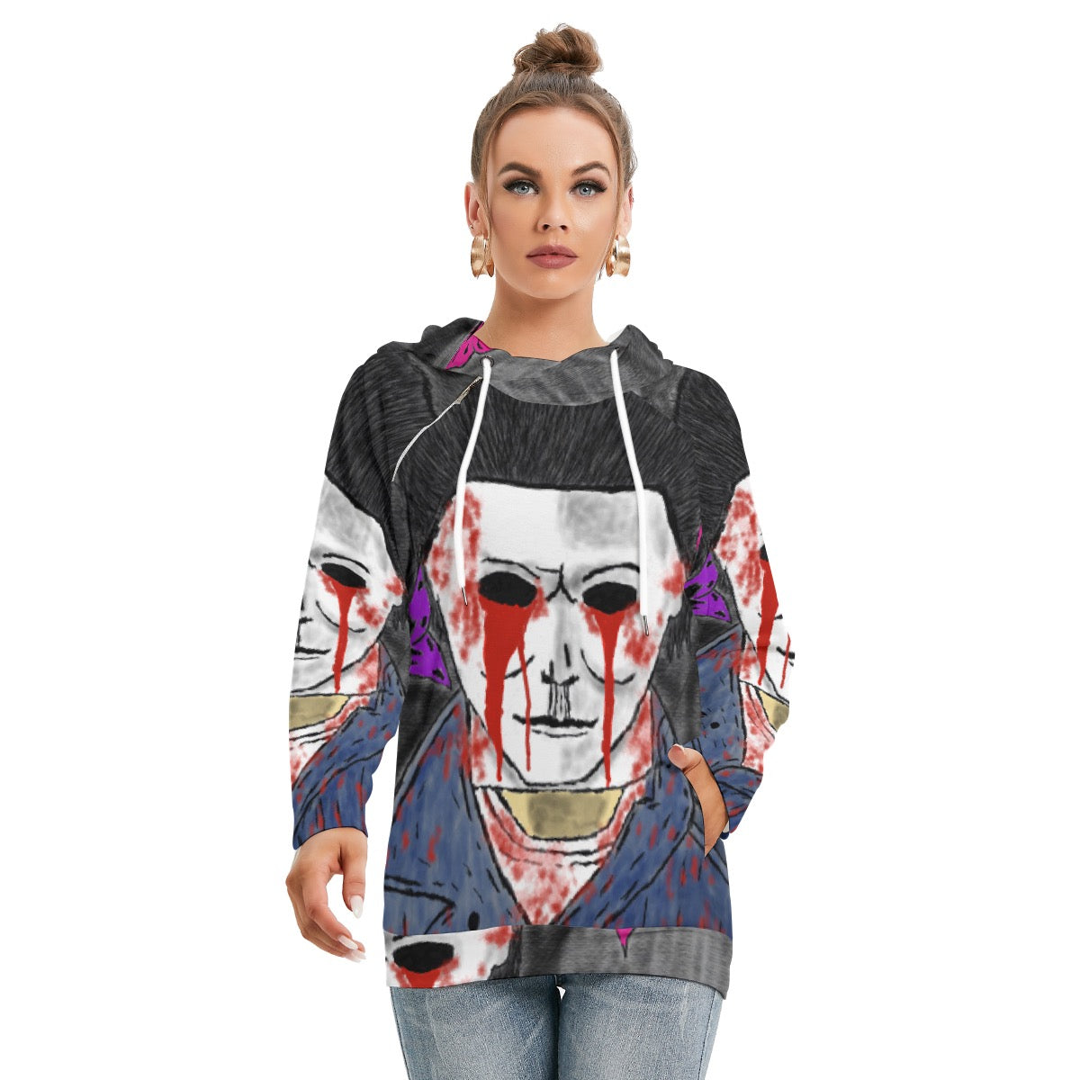 All-Over Print Women's Hoodie With Double Hood