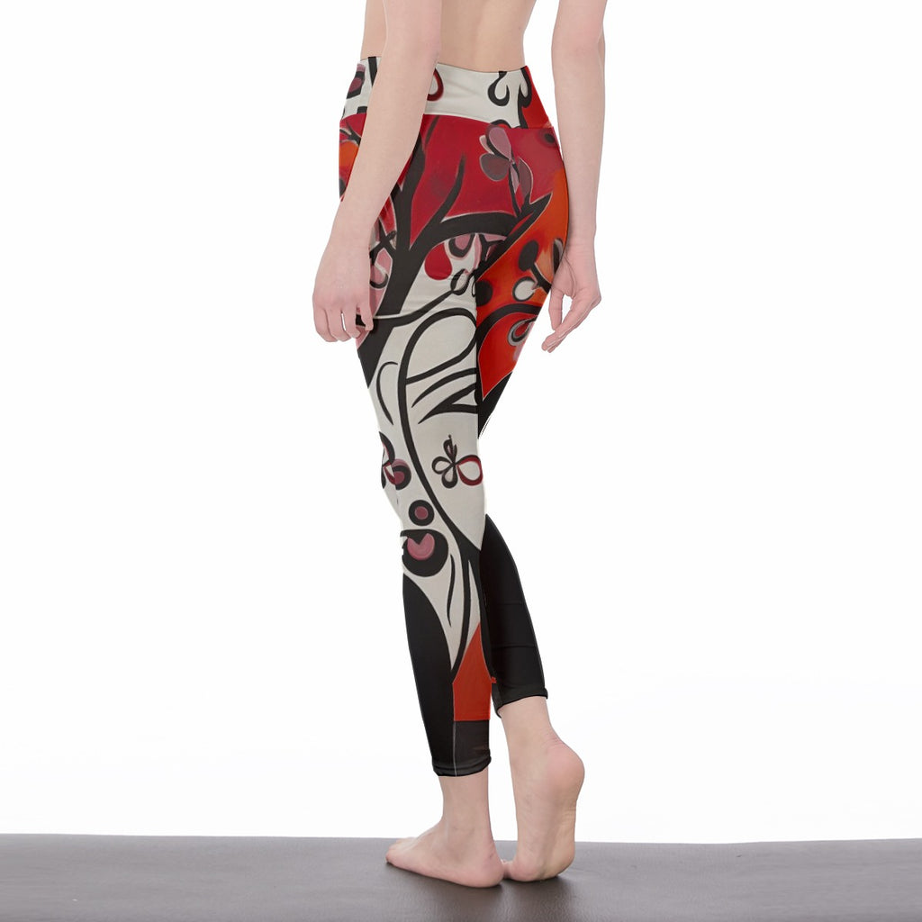 All-Over Print Women's High Waist Leggings | Side Stitch Closure