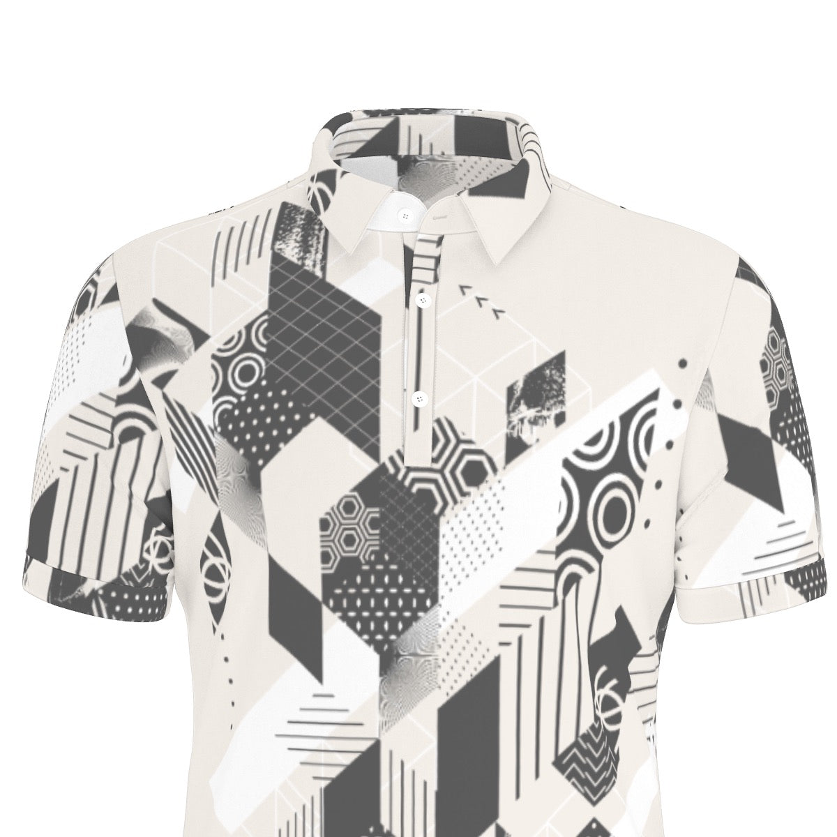 All-Over Print Men's Stretch Collar Polo Shirt