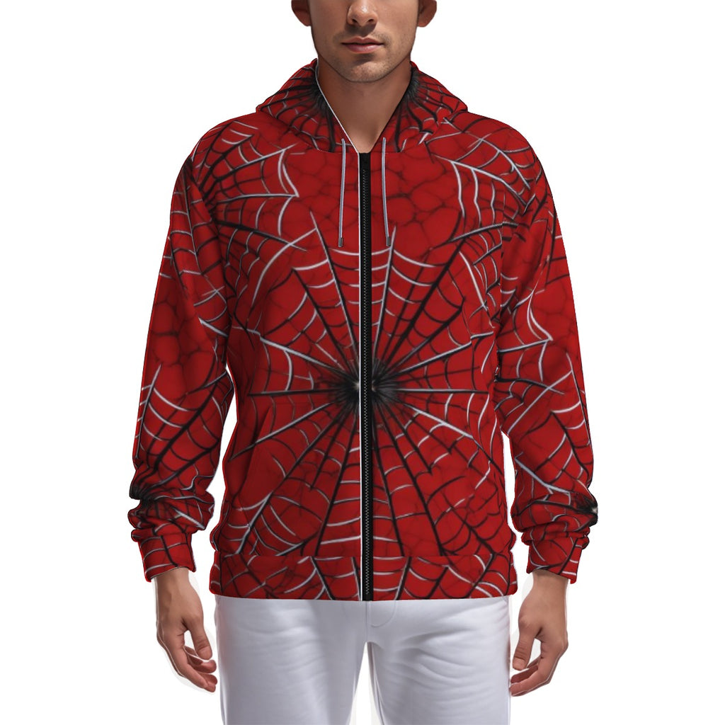 All-Over Print Zip Up Hoodie With Pocket