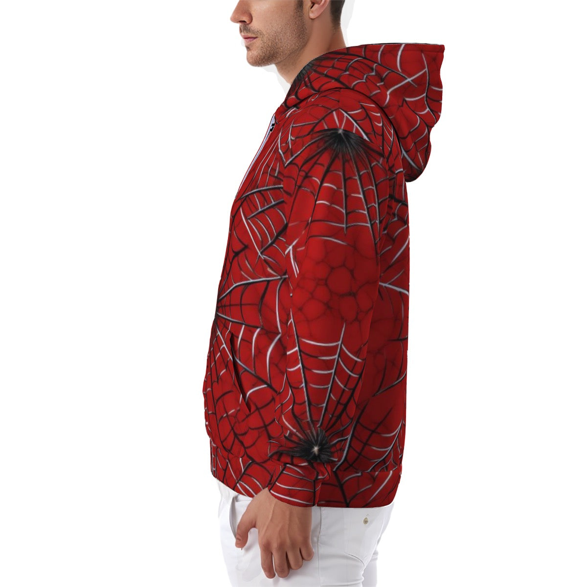 All-Over Print Zip Up Hoodie With Pocket